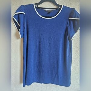Banana Republic Blue Short Sleeve Top with White Trim